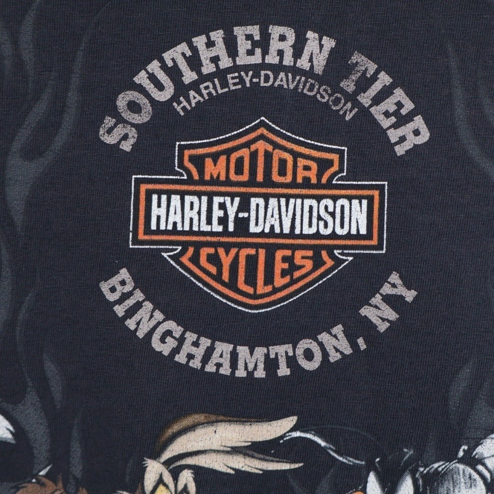 VTG Harley Motorcycle Biker T-Shirt Taz Looney Tunes Double Graphic Fade XL - Picture 8 of 13